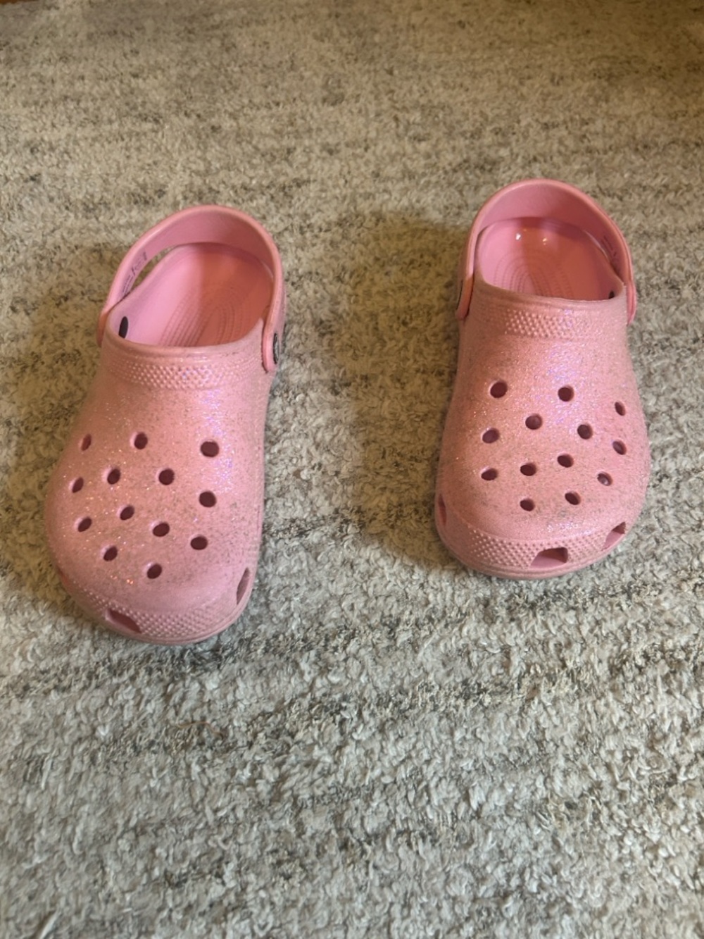 CROCS PINK GLITTER SANDALS SIZE J 3